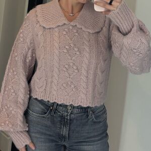 Women's Pink Cable Knit Sweater